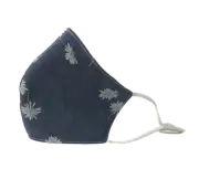 Face Mask 3 Layers - Daisies Denim - Reusable & washable with filter pocket