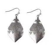 MALOYANVE Bohemian Hammered & Engraved Silver Earrings for Antiqued Silver