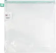 Avery Elle Zippered Vinyl Mesh Pouch - Aqua-Extra Large
