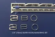 Silver Metal 1/4" Hook Slide Ring Set Bra Lingerie Bathing Suit Strap US Seller