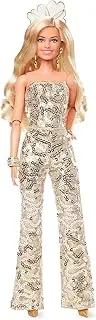 The Movie Doll, Margot Robbie, Collectible Doll Wearing Gold Disco Jumpsuit with Glossy Curls and Golden Heels