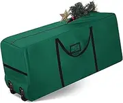 Wesnoy Heavy Duty Christmas Tree Storage Bag - 900d Oxford Fabric with Wheels and Reinforced Handles, Durable Storage Box for Disassembled Holiday Trees(7.5 ft,Green)