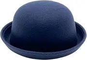 [HIQIU] Men's Classic Roll-Up Bowler Top Hat, Women's Felt Hat Bowler Hat Solid Derby Jazz Fedora Hats