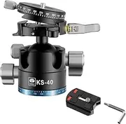 SIRUI 40mm Low Profile Ball Head KS-40, 360° Double Panoramic Aluminium Alloy Tripod Head for Camera, Camcorder, Professional Heavy Duty Ball Head for Tripod, Monopod, Camera Slider, Max Load 25KG