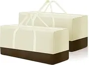 2 Pack Extra Large Patio Outdoor Waterproof Cushion Storage Bag, Outdoor Cushion Furniture Storage Bag with Handles andZippered 68 x 30 x 20 Inch, Beige