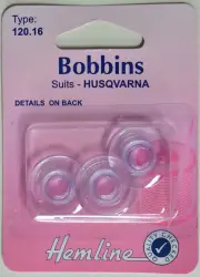 Hemline Bobbins, Husqvarna / Viking Pre 1990, Pack of 3 Bobbins (120.16)