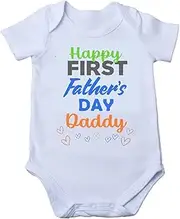 [Fluff + Buff] Happy 1st First Father's Day Newborn Infant Baby Onesie Bodysuit Romper Short Sleeve