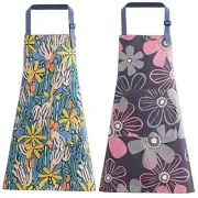 2PCS Aprons for Women with Pockets, BOCTTCBO Adjustable Cute Cooking Floral