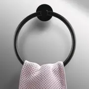 ACA Black Hand Towel Ring Rack Wall Mount Holder Solid Stainless Steel Bath Rail