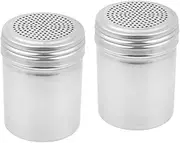 Tezzorio (Set of 2) Dredge Shakers 10 oz, Stainless Steel Spice Shakers Baking/Cooking