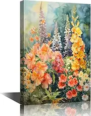 TISHIRON Vintage Canvas Painting for Living Room Beautiful Flowers Wall Art Decorations Floral Home Decor for Bedroom Bathroom Office 16" Wx24 Hx1 Panel