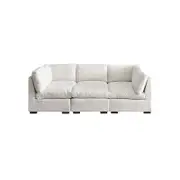 Modular Corduroy Upholstered Sofa with Wooden Legs