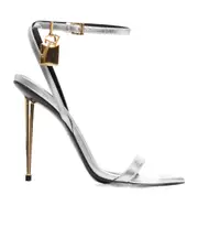 Tom Ford Laminated Padlock Pointy Sandals 37,38 Silver