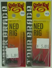 Strike King Black Weedless Ned Rig Head 1/16oz two packs of 3 TGNHW116-1