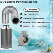 Hydroponic 6'' Ventilation Kit Can-Fan Centrifugal Fan Carbon Filter Ducting Kit