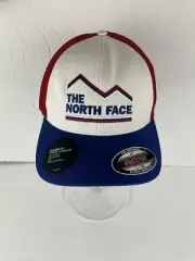 The North Face Trucker Hat/Cap Red White Blue- Size L/XL- Mountain Logo- NWT