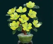 Natural Jade Yellow Magnolia Flower Bonsai Crystal Stone Feng Shui Tree Plant