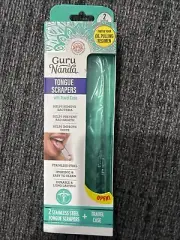 Guru Nada Tongue Scraper Stainless Steel Tongue Cleaner 2 Pack with Travel Case