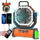 Camping Battery Operated Powered Fan with LED Lantern Light 20000Mah Rechargeabl