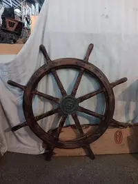 在飛比找Yahoo!奇摩拍賣優惠-老木質舵輪(大)
