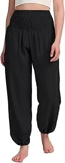 [Hanyomo] Womens Yoga Harem Baggy Pants High Waisted with Pocket Fitness Trousers Cotton Loose Workout Sweatpants