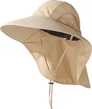[Huakunda] Sun Hat with Neck Protection Men's Outdoor UPF 50+ UV Protection Hat Wide Brim Mesh Sun Protection Hats Safari Hat Women