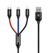 3.5A Fast Charging Code Color Braided Cord 3 in 1 Micro USB + 8 Pin + Type-C Charging Cable, Cable Length: 1.2m