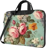 Laptop Shoulder Bag Laptop Bag Computer Bag Vintage Floral Flowers Messenger Bag for Unisex