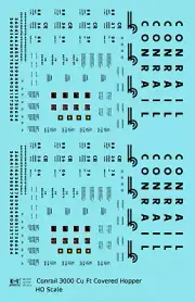 K4 HO Scale Decals Conrail 3000 Cu Ft Covered Hopper Black