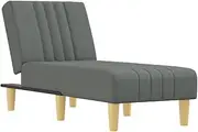 vidaXL Reclining Chaise Longue Chair - Multifunctional 3-Position Lounger/Sofa, Dark Grey Fabric, Convertible for Living Room/Bedroom