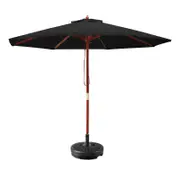 Outdoor Umbrella 2.7M with Base Pole Umbrellas Garden Stand Deck Black