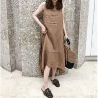 在飛比找ETMall東森購物網優惠-春夏日系韓版復古無袖背心裙亞麻