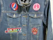 Custom Denim Jacket Stealie Steal Your Face w/ Grateful Dead patches Womens 12