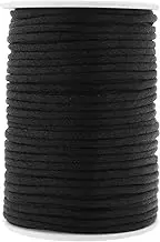 Mandala Crafts Nylon Satin Cord 3mm Rattail Cord Black String - 50 Yds Nylon Chinese Knotting Cord Rat Tail Silk Cord for Bracelet Necklace Jewelry Making Macrame Trim
