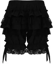 [TiaoBug] Women Vintage Tiered Ruffle Lace Bloomers Pettipants Shorts Soft Boxer Underwear Panties