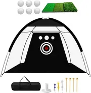 Golf Practice Net | Golf Training Net with Chipping Mat - Professional-Grade Foldable Training Aid, Multi-Functional Golfing Accessories for Men Golfer Father