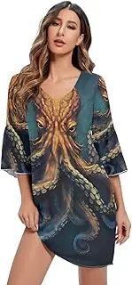 [RPLIFE] Angry Marine Life Chiffon Dress Printed Line Maternity Dress S-XXL