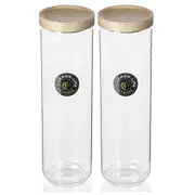 2x Lemon And Lime 1.65L Woodend Beach Glass Canister Food/Storage Container/Jar
