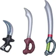 Abaodam 6 Pcs Inflatable Pirate Knife Inflatable Cosplay Sword Pirate Costume Swords PVC