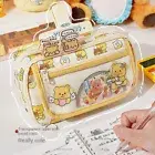 Cheese Bear Pencil Case Multilayers Stationery Storage Pouch for Student Gift