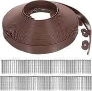 sourcing map Landscape Edging, 1Pcs 100FT x 2" - No Dig Garden Edging Kit with 93 Stakes, Landscape Edging Border for Garden Lawn Flower Bed Yard Grass (Brown)