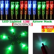 5/10PC LED Glow Lighted 6.2mm Nocks Archery Bowstring Activated Nock Hunting AU