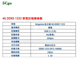 5Cgo.【含稅】Kingston金士頓 DDR3 4G 1066/1333/1600筆電 記憶體聯想蘋果1067