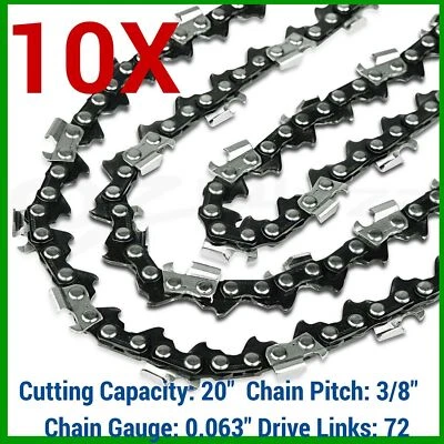 10X Chainsaw Chain 3/8 063 72DL For STIHL Chainsaw MS500i MS 500i with 20" Bar