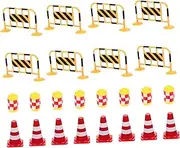 HANABASS 24Pcs Road Sign Miniature Traffic Barricades Signs for Creative Play Material for Teaching Traffic Awareness Parent Interaction