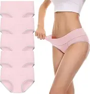[Hiliby] 5 Pieces Underpants Patchwork Color Underwear Panties Bikini Solid Womens Briefs Knickers Cleavage Cover up No Lace
