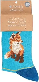 [Wrendale Designs] Wrendale - SOCKC001 - Children's Socks Born to be Wild Fox Turquoise Size 23-26 1 Pair, turquoise, 23-26