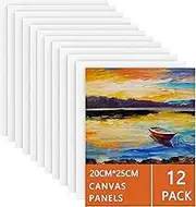 Koncci 12 Packs Blank Art Canvas Panels 20x25 cm Pre Stretched Canvas Board Artist Painting Stretcher,Cotton for Acrylic Painting,Oil Paint & Wet Art Media