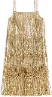 [WALLARENEAR] Kids Sequin Fringe Dress Sparkling Tassel Sleeveless Dress Little Girls Dance Wear Party Latin Dance Dress 1-8T