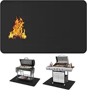 Under Grill Mat for Outdoor Grill, Fireproof Grill Deck and Patio Protective Mats for Outdoor Grills Patio Protector BBQ Floor Mats Prevents Ember Damage Wood Floor (122cm*76cm)